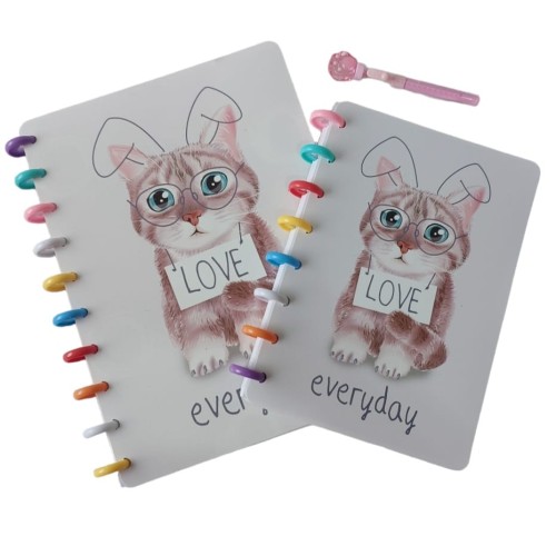 Kit caderno inteligente gato Love